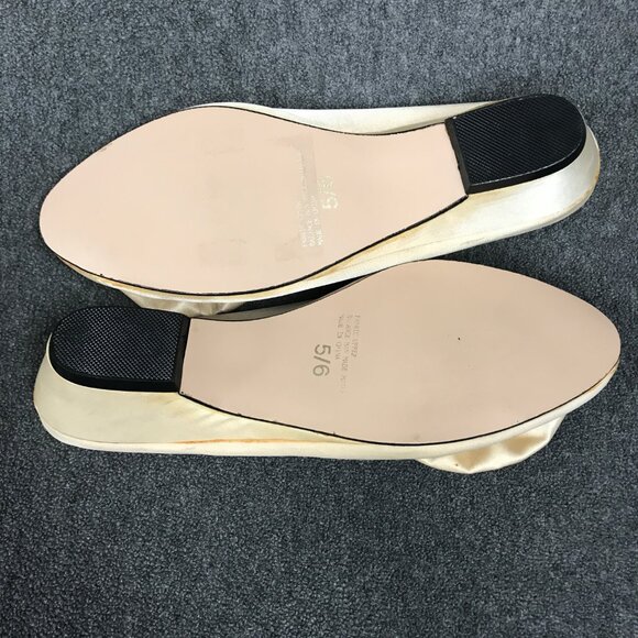Victoria's Secret Vintage Westgate Satin Shoe Slipper Cream Bow 5/6 Gold Label - Picture 8 of 9